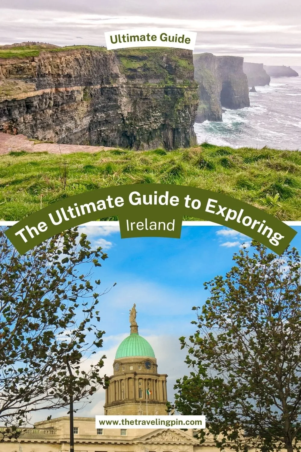 An illustrated cover of a travel guide showcasing Ireland's iconic landmarks, perfect for adventurers seeking local experiences.