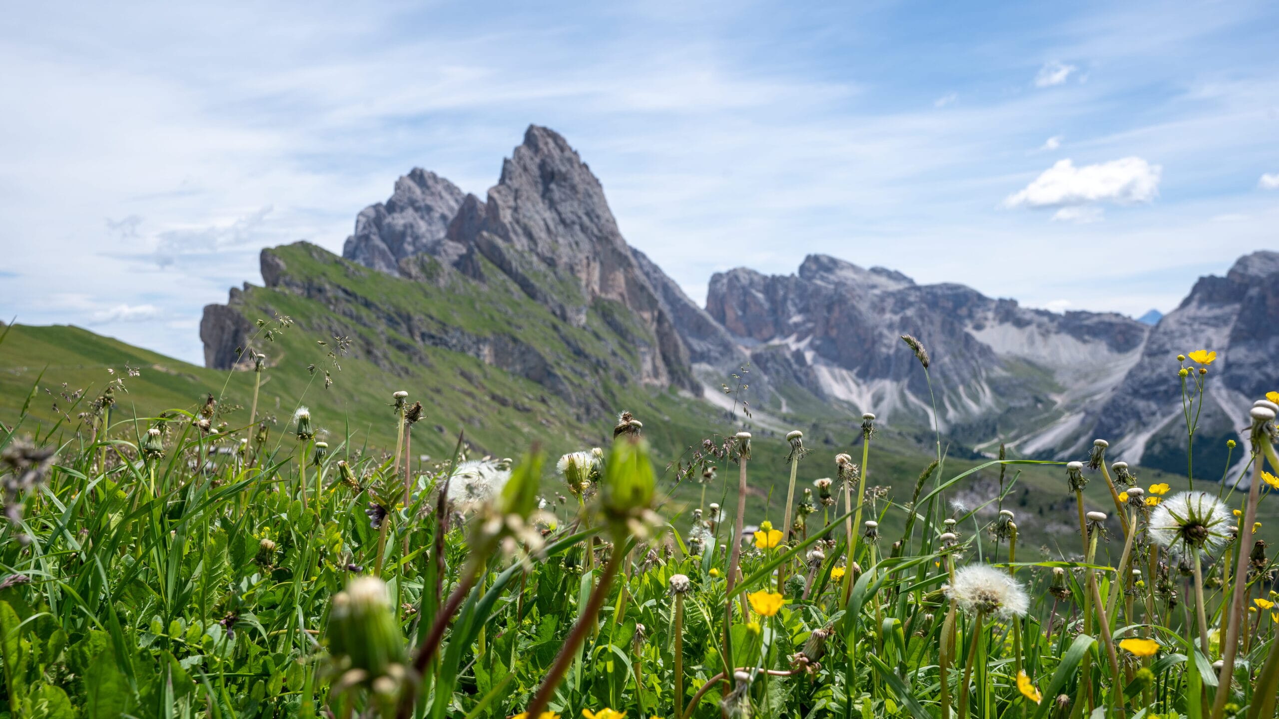 Seceda and Odle peaks at dusk, Val Gardena, Dolomites