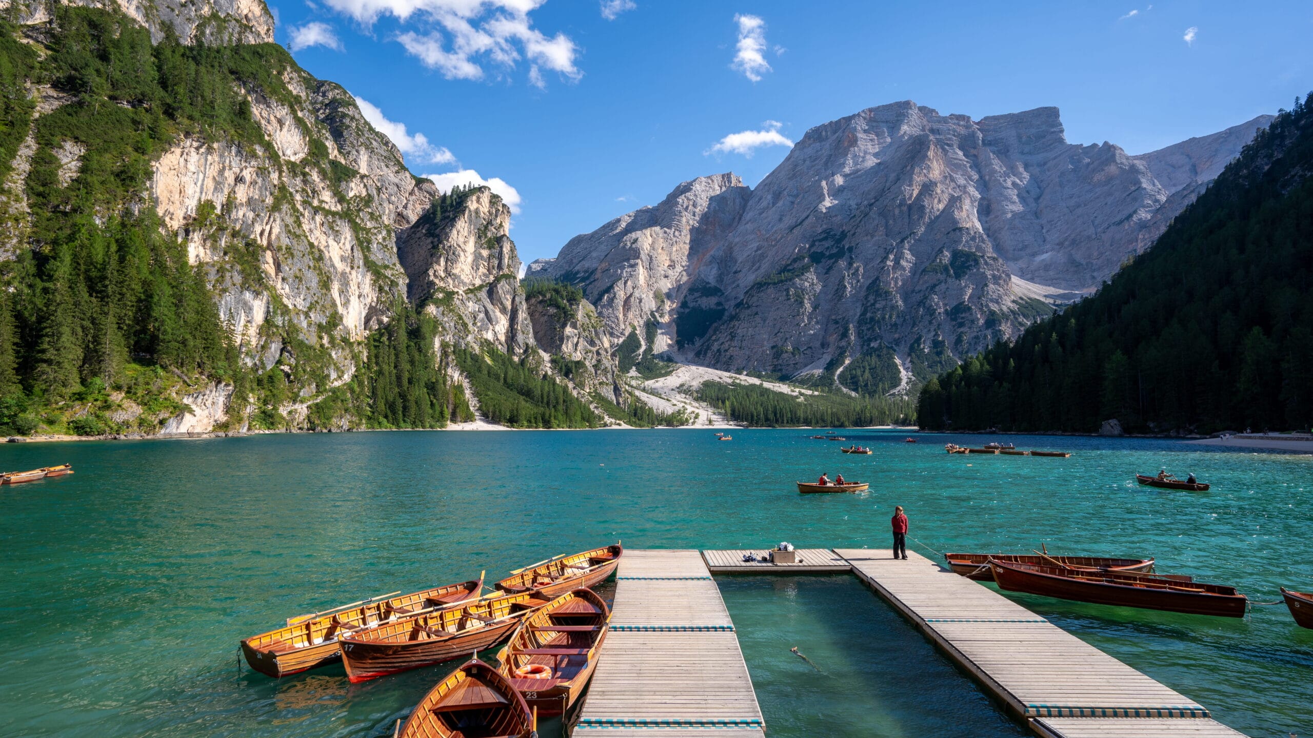 Wooden rowboats on Lago di Braies, Dolomites, Italy" (10) and "Lago di Braies boat dock, Dolomites