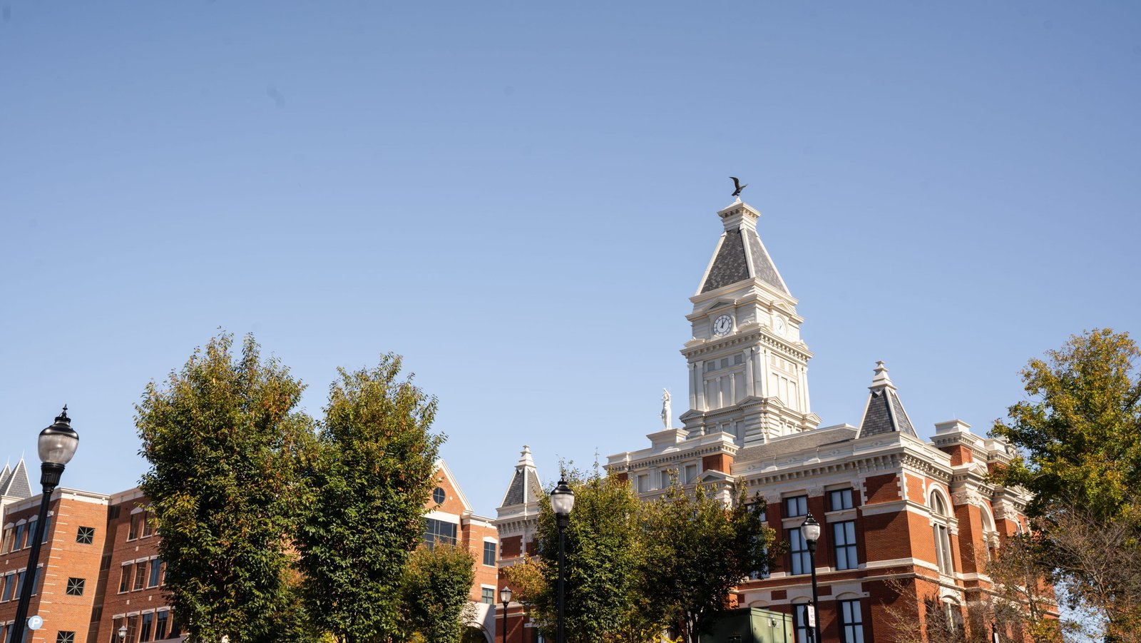 Montgomery County Courthouse clock tower in downtown Clarksville, TN perfect stop on clarksville weekend itinerary